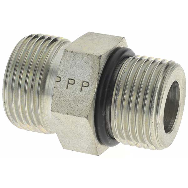 Parker Compression Tube Straight Thread Connector: 11/16-16, 3/8" Tube OD, ORFS x SAE-ORB - KP80064