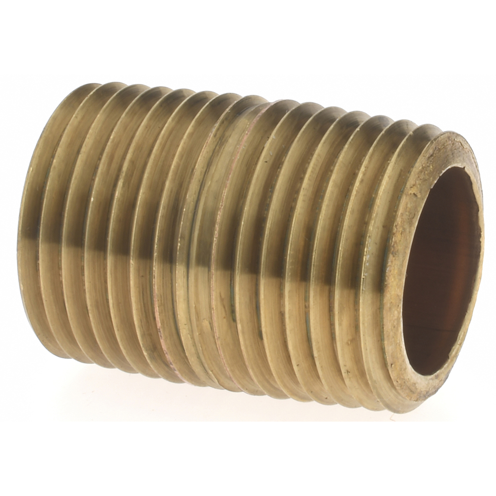 Merit Brass Brass Pipe Nipple: Threaded on Both Ends, 2" OAL, 3/4" NPT - 2112-200