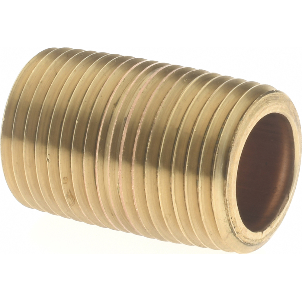 Merit Brass Brass Pipe Nipple: Threaded on Both Ends, 2" OAL, 3/4" NPT - 2112-200
