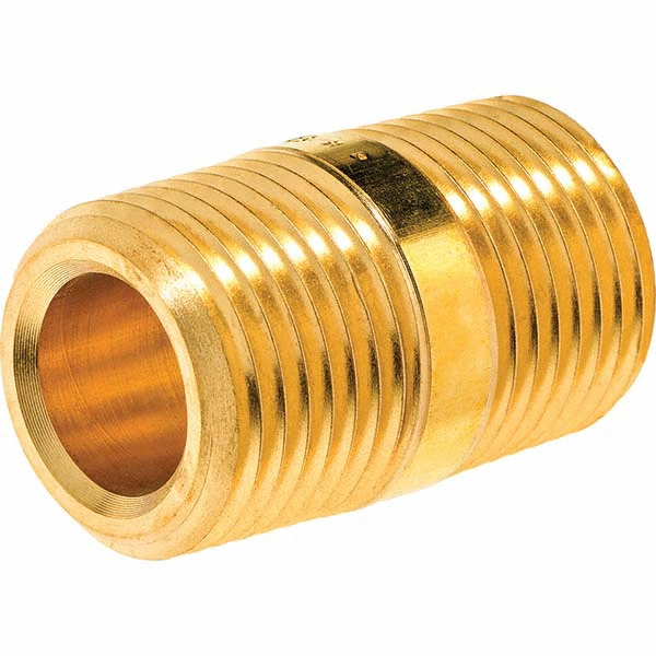 USA Industrials Brass Pipe Close Nipple: 1/4" Fitting, Threaded, MNPT x MNPT - ZUSA-PF-4933