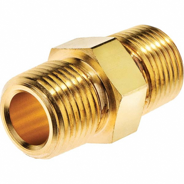 USA Industrials Brass Pipe Close Nipple: 1/4" Fitting, Threaded, MNPT x MNPT - ZUSA-PF-4933