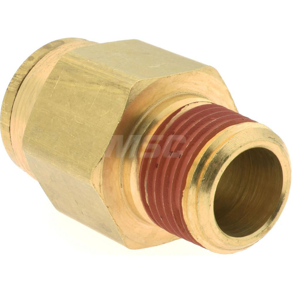 Parker Push-to-Connect Tube x MNPT x Tube x Male Fitting: Connector, NPTF, 3/4" OD - PF-00352