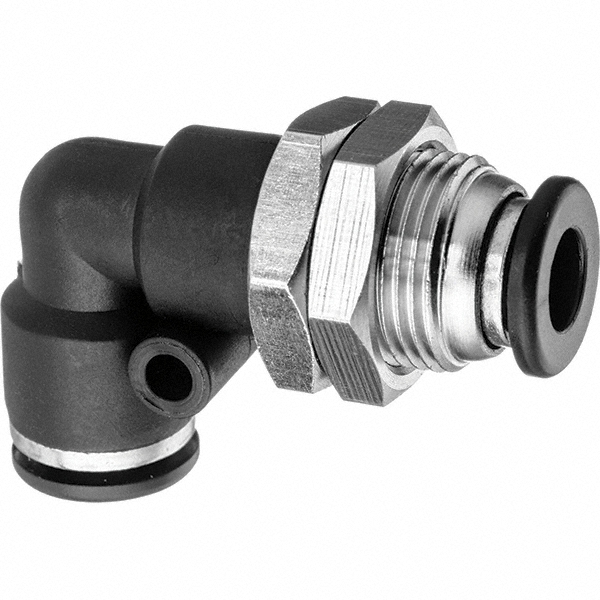 Legris Push-to-Connect Tube x Tube Fitting: Bulkhead Union Elbow, 1/4" OD - 3139 56 00