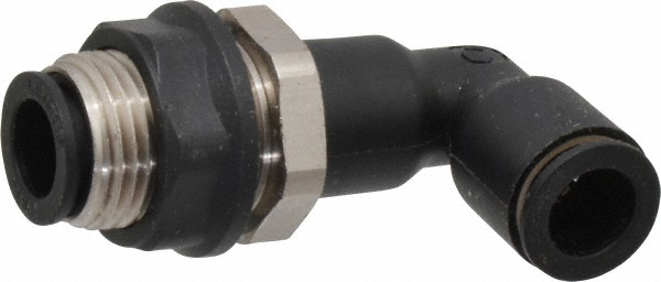 Legris Push-to-Connect Tube x Tube Fitting: Bulkhead Union Elbow, 1/4" OD - 3139 56 00