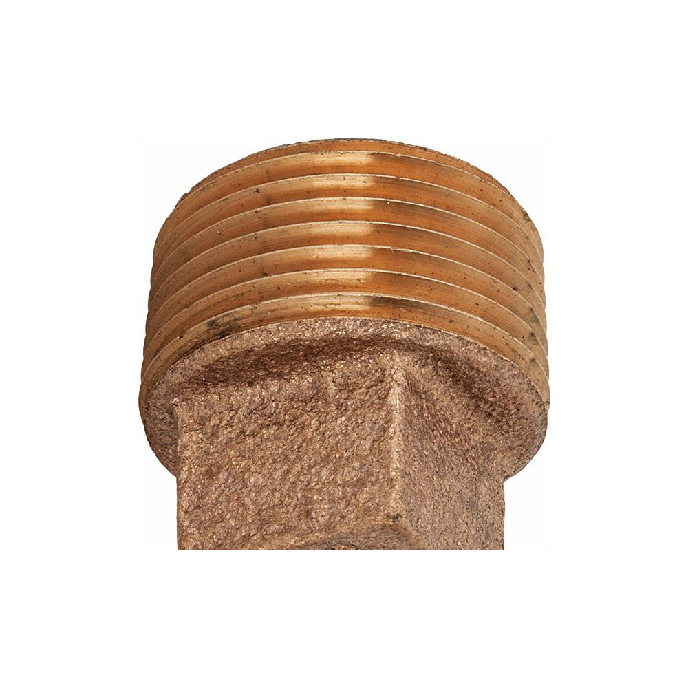 Merit Brass Brass Pipe Square Head Plug: 1/4" Fitting, Threaded, MNPT x FNPT, Class 125, Lead Free - NLBS117A-04