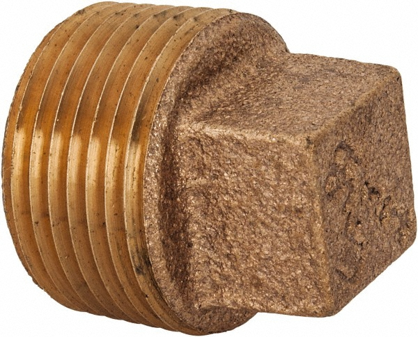 Merit Brass Brass Pipe Square Head Plug: 1/4" Fitting, Threaded, MNPT x FNPT, Class 125, Lead Free - NLBS117A-04