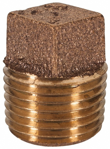 Merit Brass Brass Pipe Square Head Plug: 1/4" Fitting, Threaded, MNPT x FNPT, Class 125, Lead Free - NLBS117A-04