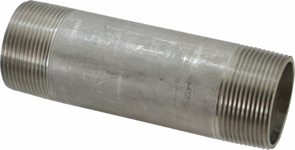 Merit Brass Stainless Steel Pipe Nipple: 1-1/2" Pipe, Grade 304 & 304L - 4024-550