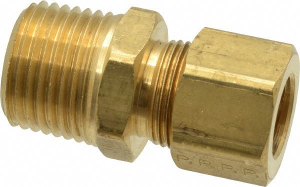 Parker Compression Tube Male Connector: 1/4-18, 3/8" Tube OD, Compression x MNPTF - 68C-6-4