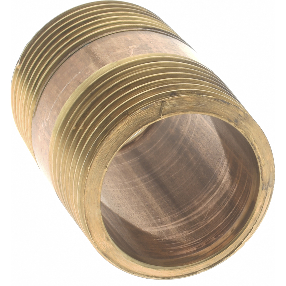 Merit Brass Brass Pipe Nipple: Threaded on Both Ends, 1-1/2" OAL, 3/4" BSPT - 2012-150BSPT