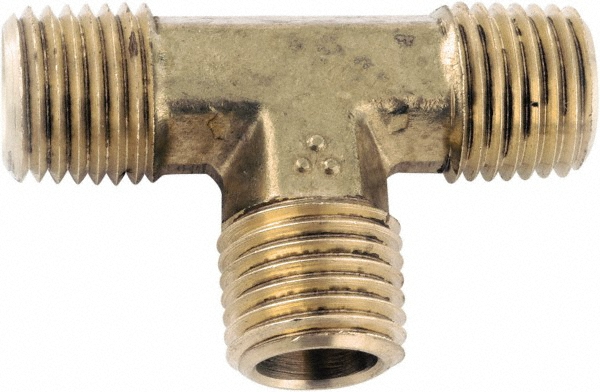 ANDERSON METALS Brass Pipe Tee: 1/4" Fitting, Flanged, NPT, Lead Free - 756201-04