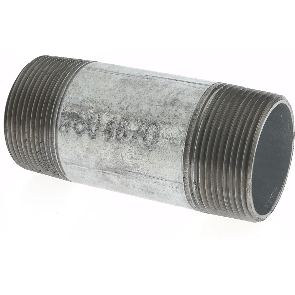 Anvil Galvanized Pipe Nipple: 1-1/2", 60" Long, Schedule 40, Steel - 0331238444