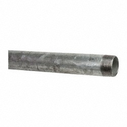 Anvil Galvanized Pipe Nipple: 1-1/2", 60" Long, Schedule 40, Steel - 0331238444
