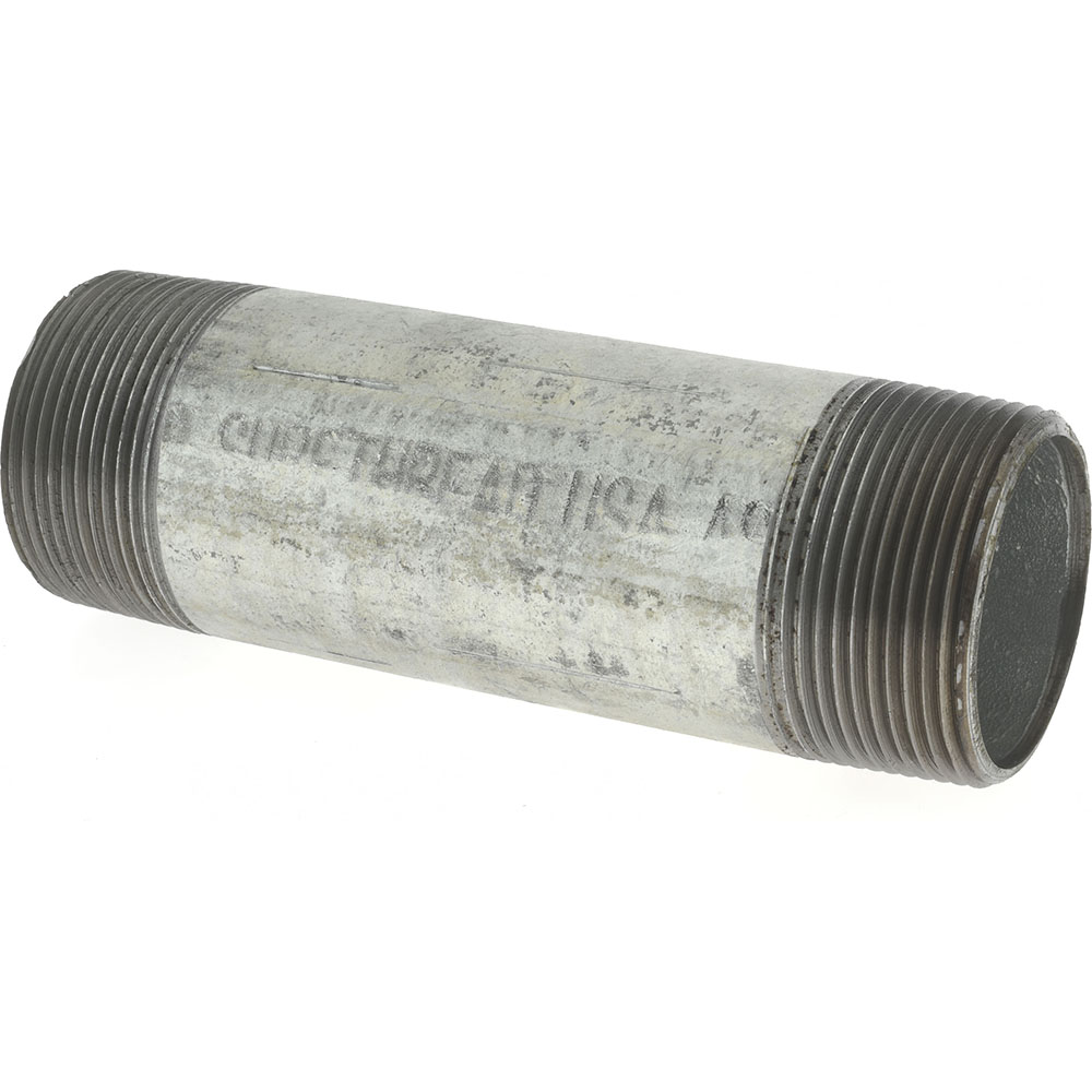Anvil Galvanized Pipe Nipple: 1-1/2", 60" Long, Schedule 40, Steel - 0331238444