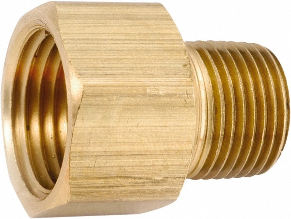 ANDERSON METALS Industrial Pipe Adapter: 1/8-27 Female Thread, 1/8-27 Male Thread, MNPT x FNPT - 756120-0202