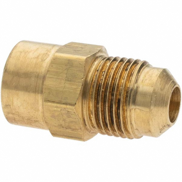 Parker Brass Flared Tube Connector: 1/2" OD, 1/4-18 Thread, 45 deg Flared Angle - -11022-8