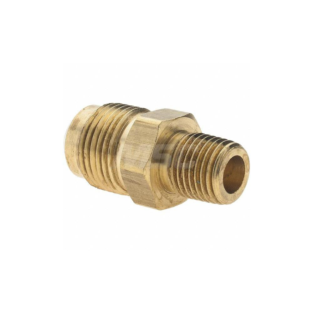Parker Brass Flared Tube Connector: 1/2" OD, 1/4-18 Thread, 45 deg Flared Angle - -11022-8