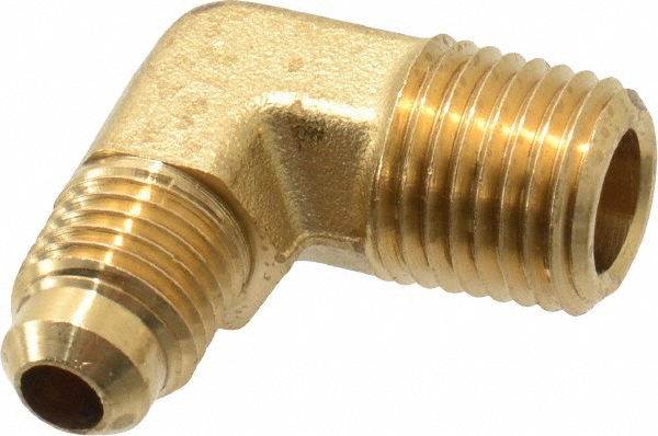 Parker Brass Flared Tube Connector: 1/2" OD, 1/4-18 Thread, 45 deg Flared Angle - -11022-8