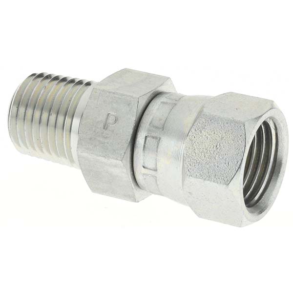 Parker Brass Flared Tube Connector: 1/2" OD, 1/4-18 Thread, 45 deg Flared Angle - -11022-8