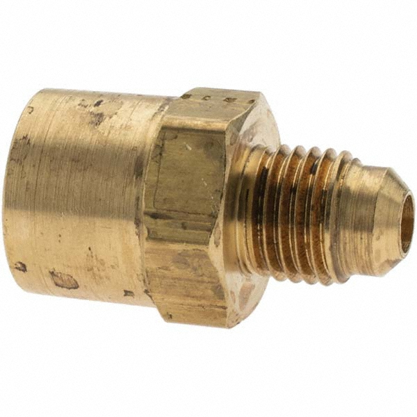 Parker Brass Flared Tube Connector: 1/2" OD, 1/4-18 Thread, 45 deg Flared Angle - -11022-8