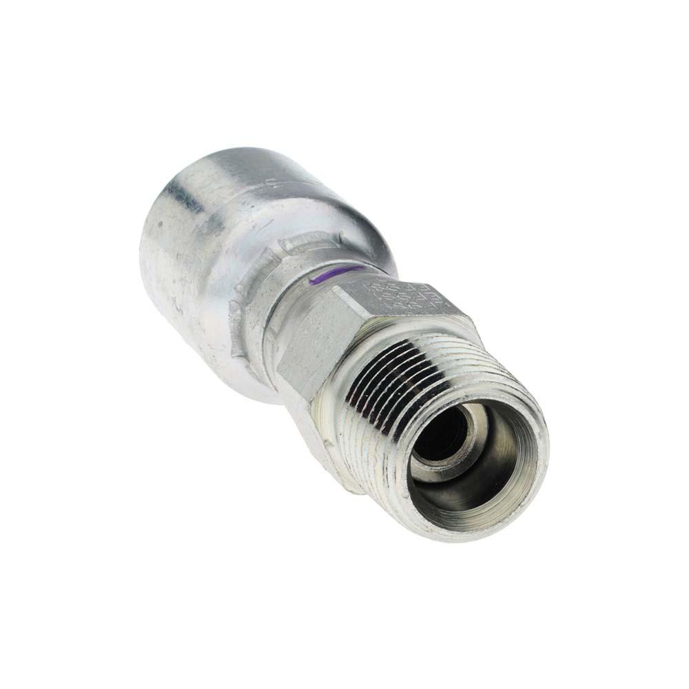 Parker Hydraulic Hose Male NPT Swivel Fitting: 0.375" ID, 6 mm, 1/2-14 - KP81355