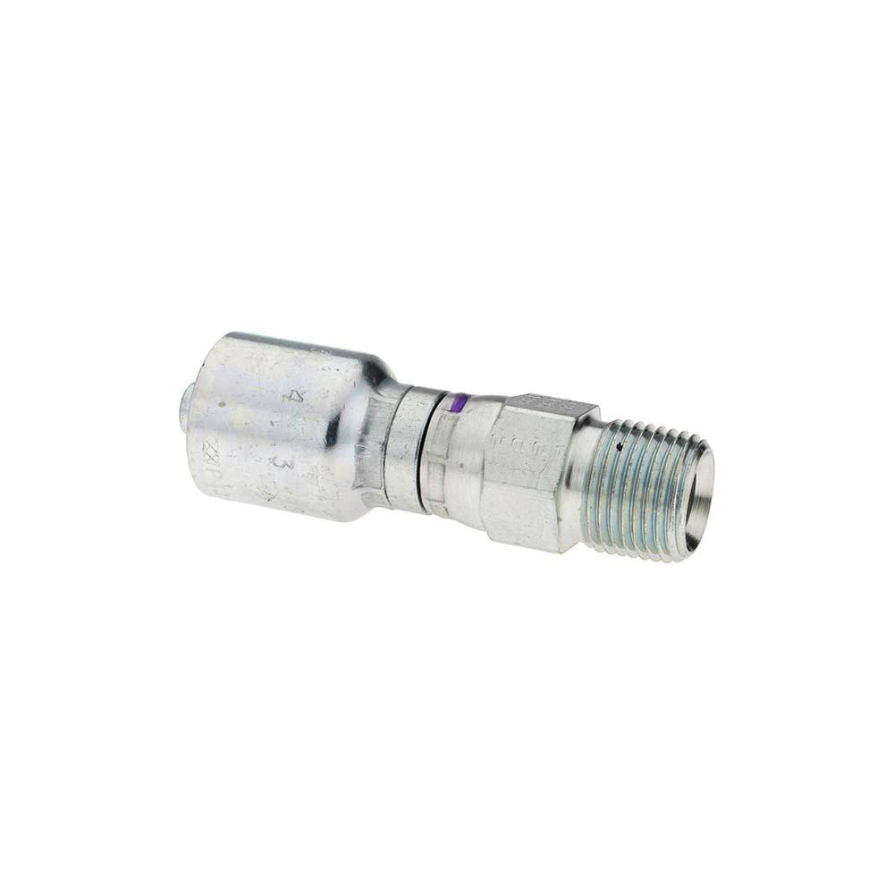 Parker Hydraulic Hose Male NPT Swivel Fitting: 0.375" ID, 6 mm, 1/2-14 - KP81355