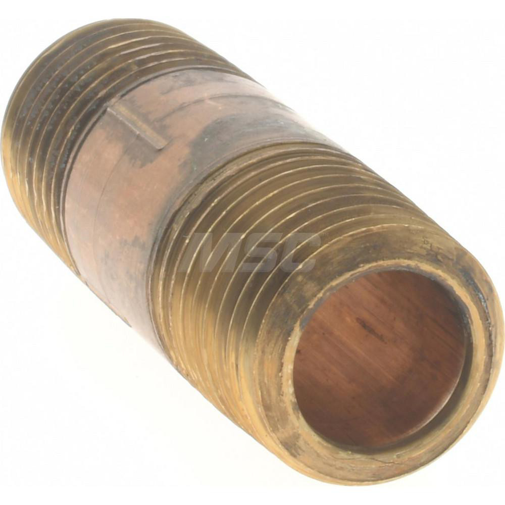 Merit Brass Brass Pipe Nipple: Threaded on Both Ends, 1-1/2" OAL, 1/4" NPT - 2104-150