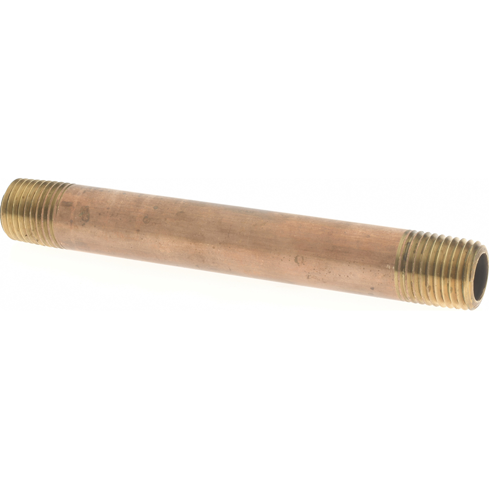 Merit Brass Brass Pipe Nipple: Threaded on Both Ends, 1-1/2" OAL, 1/4" NPT - 2104-150