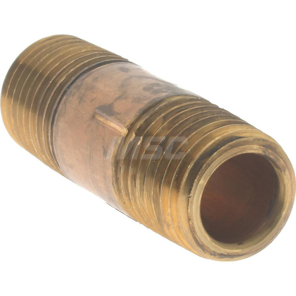 Merit Brass Brass Pipe Nipple: Threaded on Both Ends, 1-1/2" OAL, 1/4" NPT - 2104-150