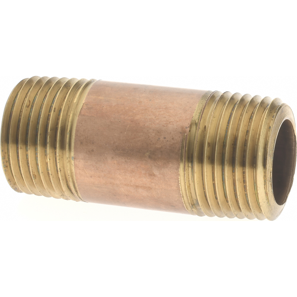 Merit Brass Brass Pipe Nipple: Threaded on Both Ends, 1-1/2" OAL, 1/4" NPT - 2104-150
