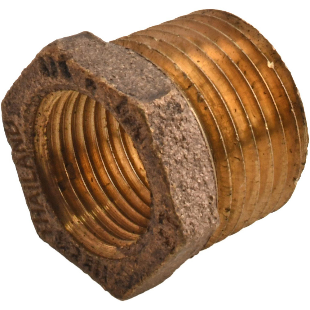 Merit Brass Brass Pipe Bushing: 1/2 x 3/8" Fitting, Threaded, FBSPT x FBSPT, Class 125 - XB114-0806