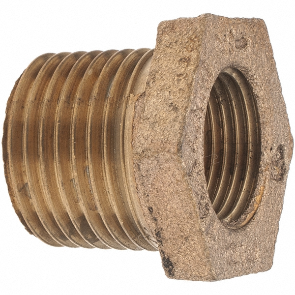 Merit Brass Brass Pipe Bushing: 1/2 x 3/8" Fitting, Threaded, FBSPT x FBSPT, Class 125 - XB114-0806
