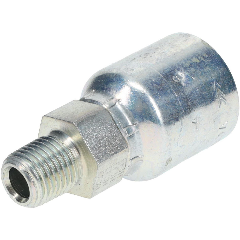 Parker Hydraulic Hose Male Rigid Fitting: 0.375" ID, 6 mm, 1/4-18, 10,000 psi - 10143-4-6