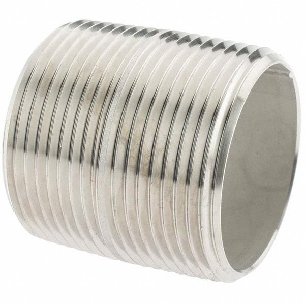 Value Collection Stainless Steel Pipe Nipple: 1-1/4" Pipe, Grade 316 & 316L - 6BN11/4*15/8