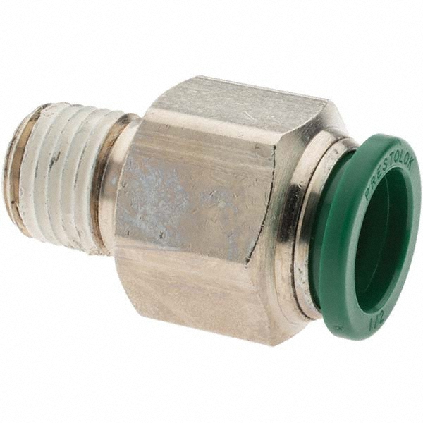 Parker Push-to-Connect Tube x MNPT x Tube x Male Fitting: Swivel Elbow, NPTF, 1/2" OD - 12550