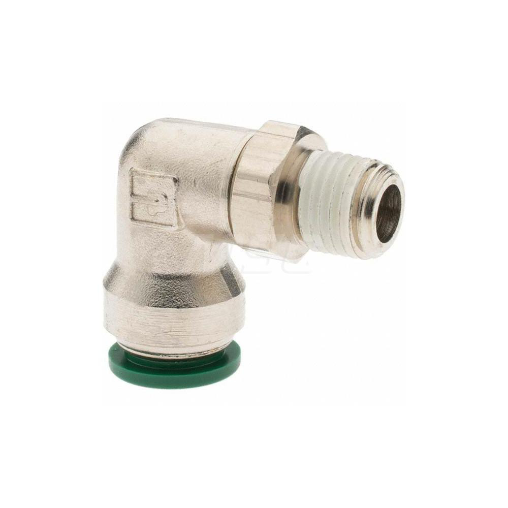 Parker Push-to-Connect Tube x MNPT x Tube x Male Fitting: Swivel Elbow, NPTF, 1/2" OD - 12550