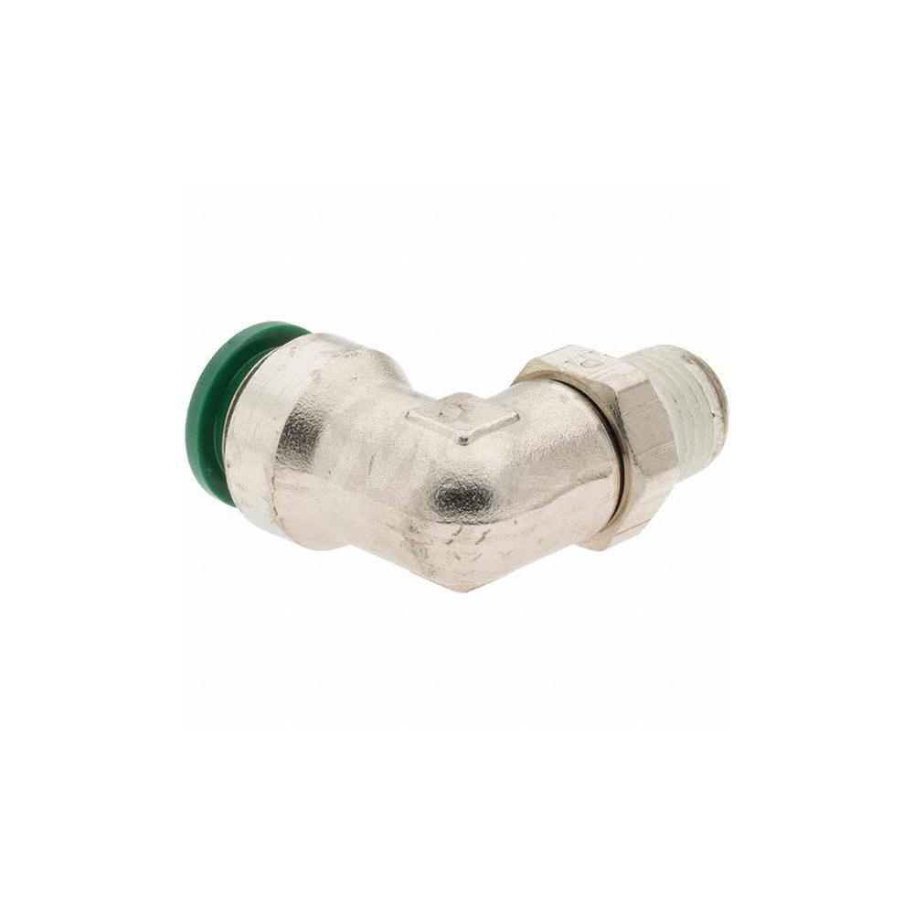 Parker Push-to-Connect Tube x MNPT x Tube x Male Fitting: Swivel Elbow, NPTF, 1/2" OD - 12550