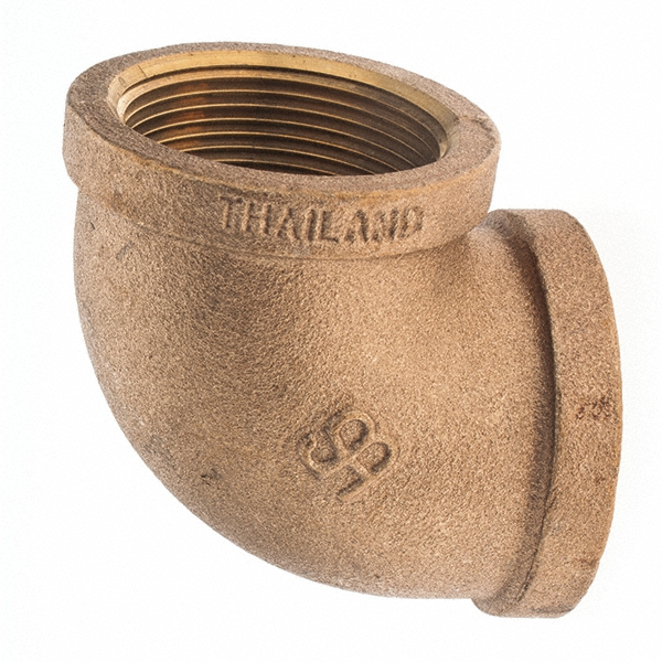 Merit Brass Brass Pipe 90 ° Elbow: 1/2" Fitting, Threaded, FNPT x FNPT, Class 125 - X101-08