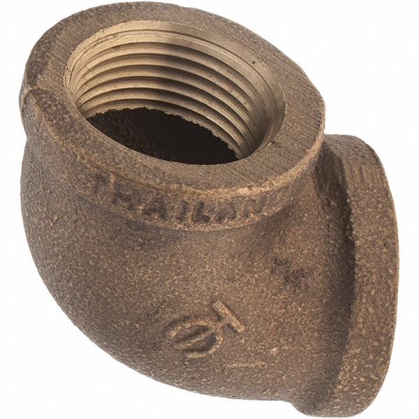Merit Brass Brass Pipe 90 ° Elbow: 1/2" Fitting, Threaded, FNPT x FNPT, Class 125 - X101-08