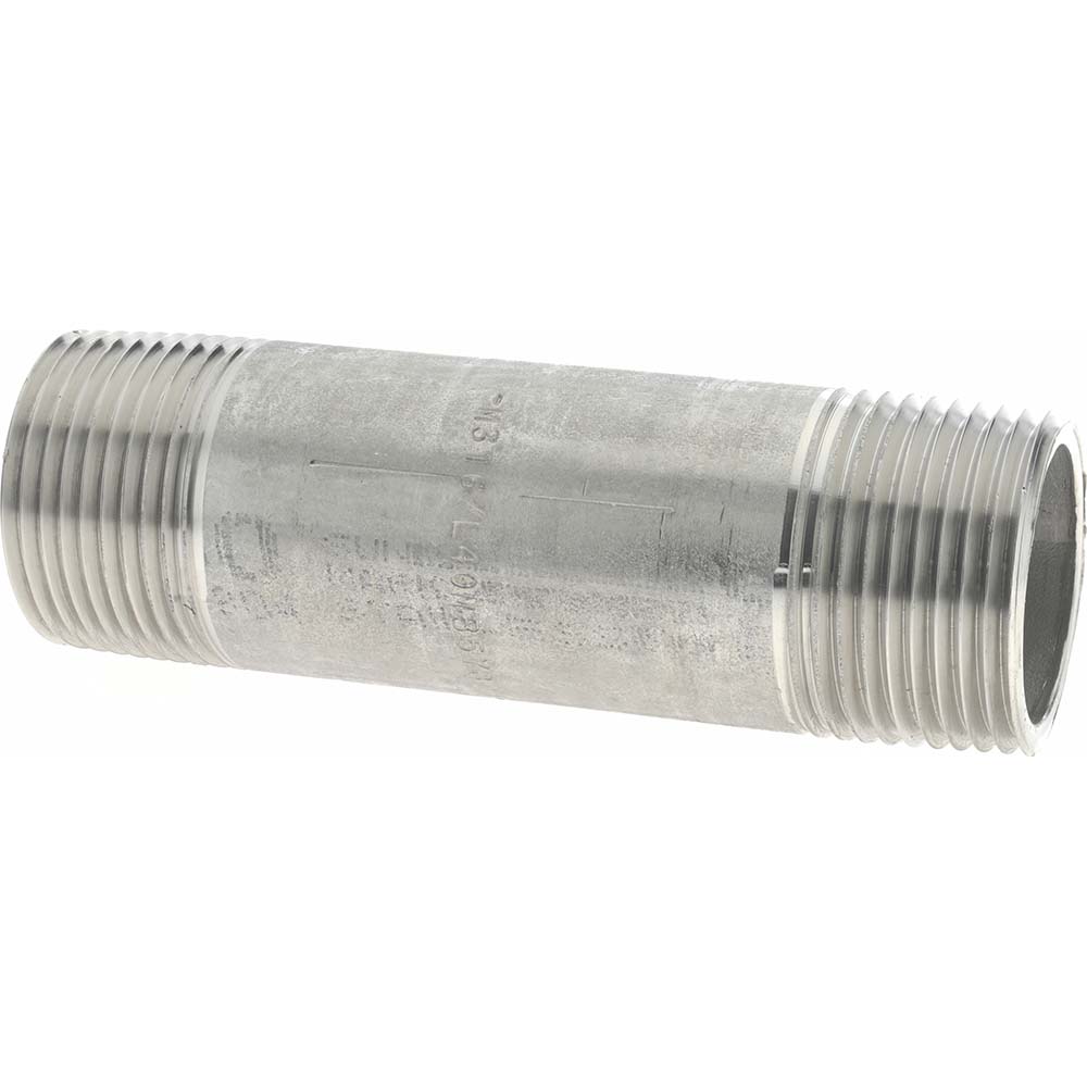 Merit Brass Stainless Steel Pipe Nipple: 1" Pipe, Grade 304 & 304L - 4016-400