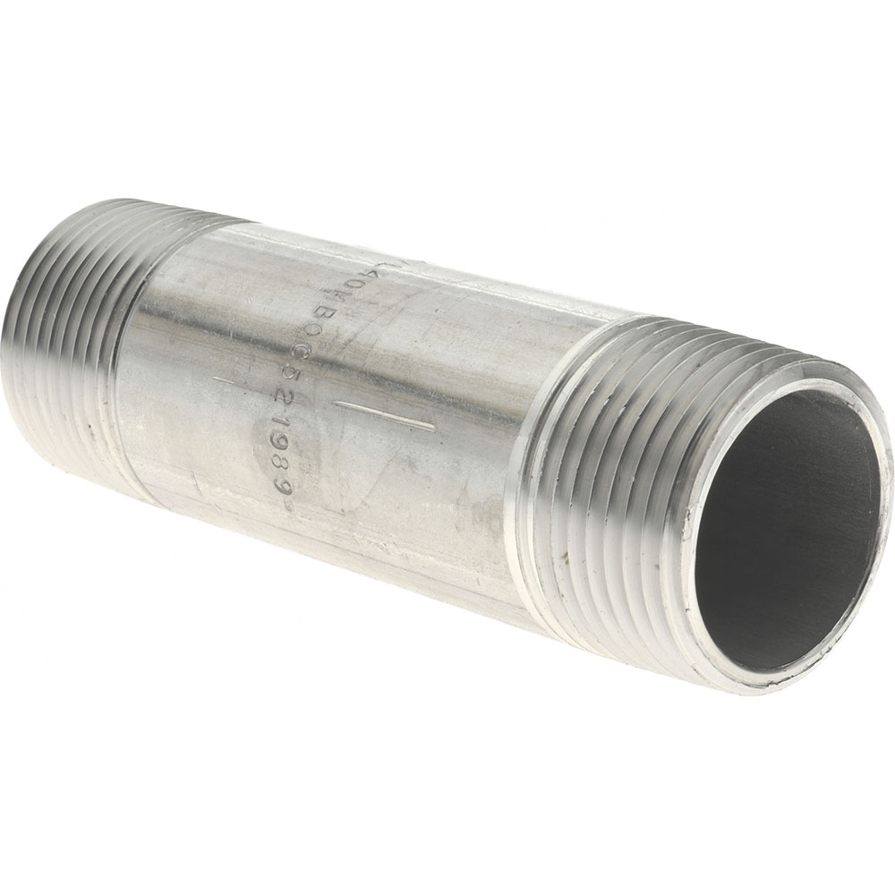 Merit Brass Stainless Steel Pipe Nipple: 1" Pipe, Grade 304 & 304L - 4016-400