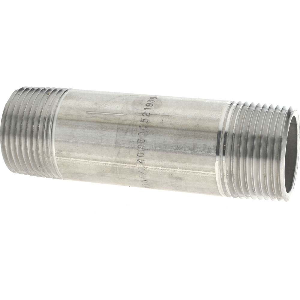 Merit Brass Stainless Steel Pipe Nipple: 1" Pipe, Grade 304 & 304L - 4016-400