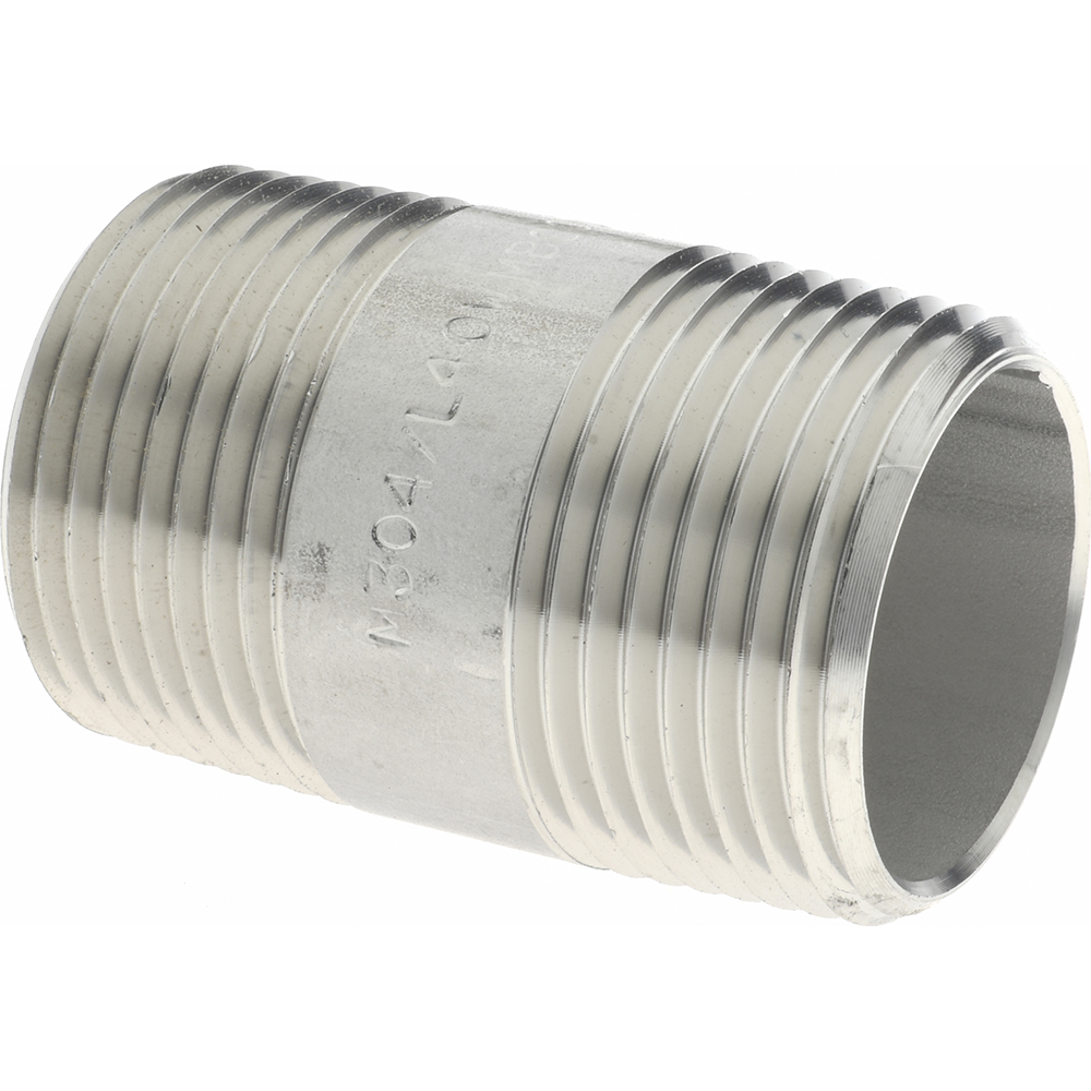 Merit Brass Stainless Steel Pipe Nipple: 1" Pipe, Grade 304 & 304L - 4016-400