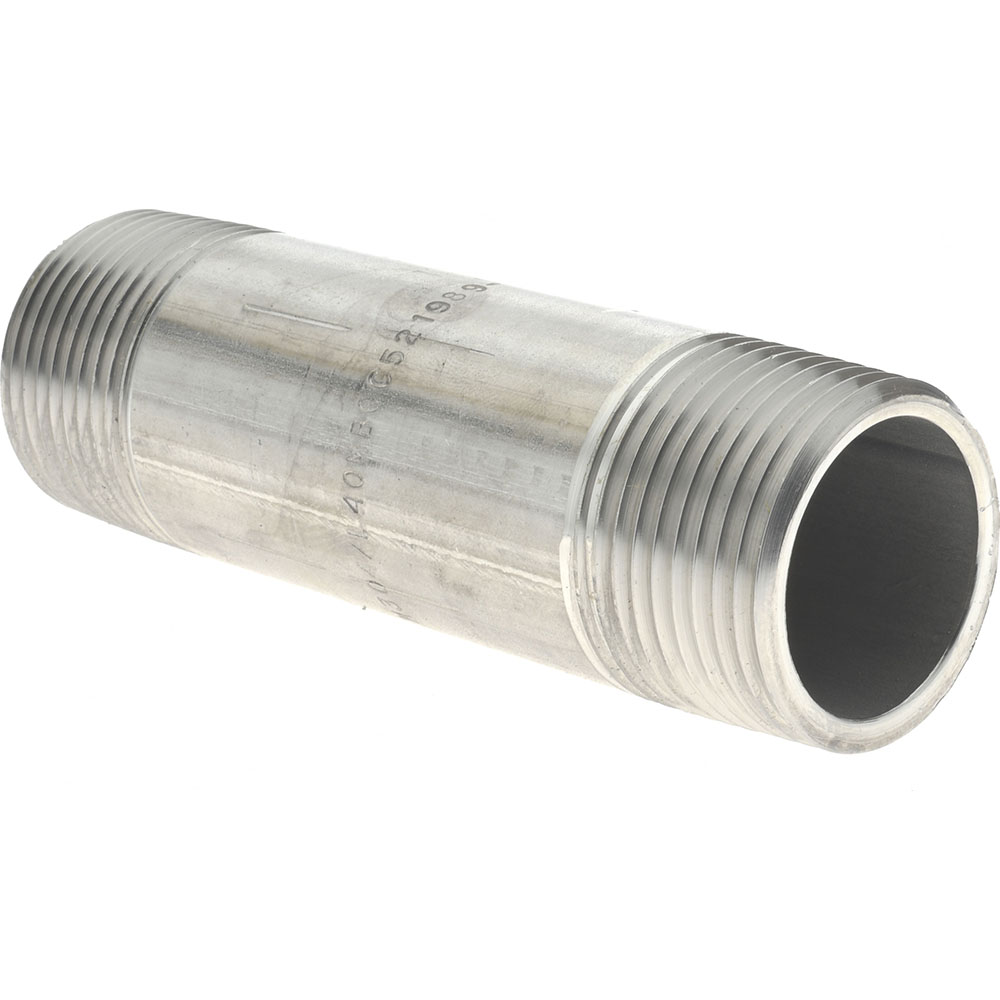 Merit Brass Stainless Steel Pipe Nipple: 1" Pipe, Grade 304 & 304L - 4016-400