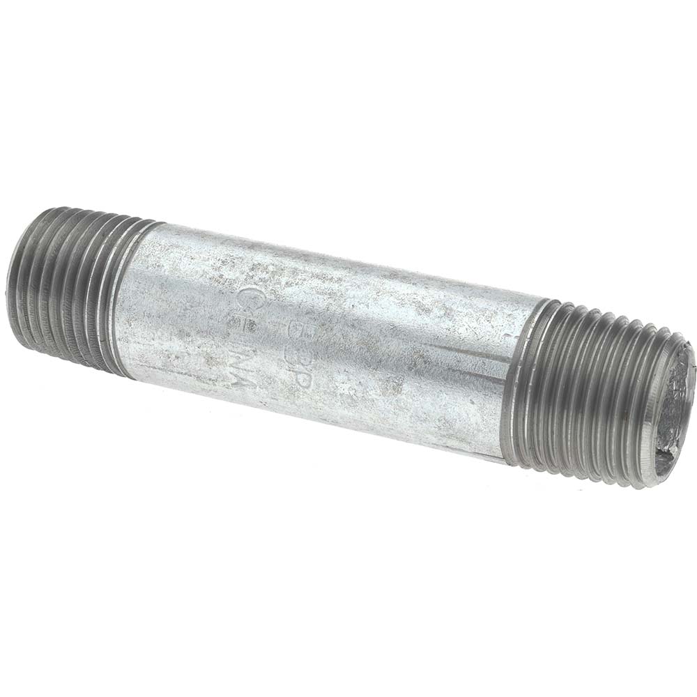 Value Collection Galvanized Pipe Nipple: 1/2", 3-1/2" Long, Schedule 40, Steel - NG04035
