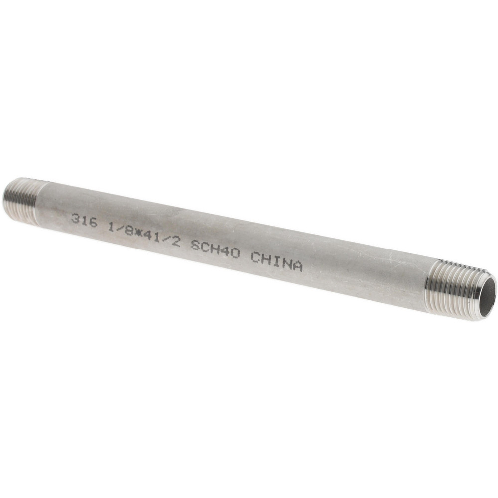 Merit Brass Stainless Steel Pipe Nipple: 1/8" Pipe, Grade 316 & 316L - 6002-450