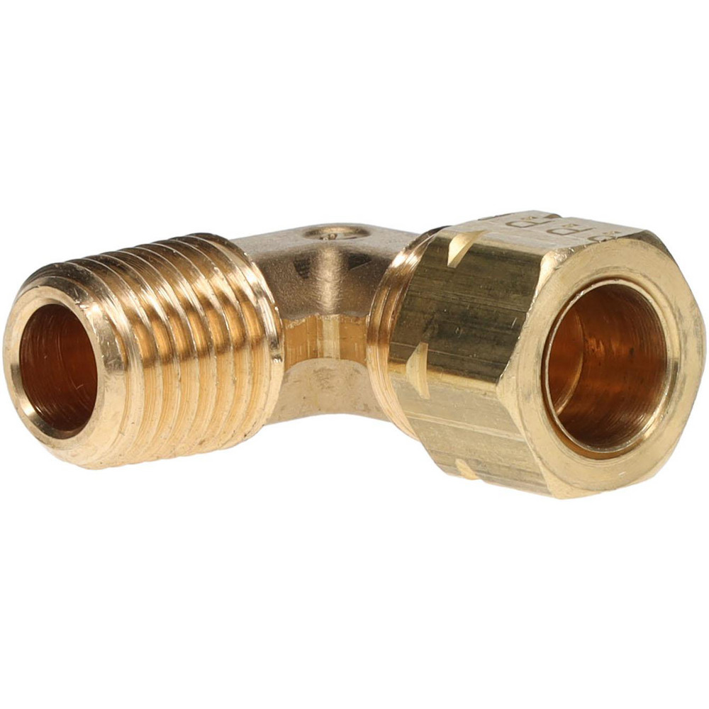 Parker Compression Tube Male Elbow: 1/4-18, 3/8" Tube OD, Compression x MNPTF - 169CA-6-4