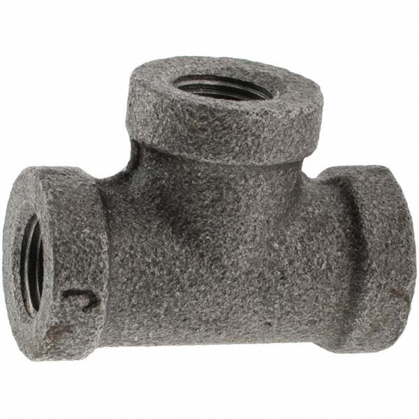 Value Collection Black Pipe Fittings: Tee, 1/8", Threaded, Malleable Iron - 13290G