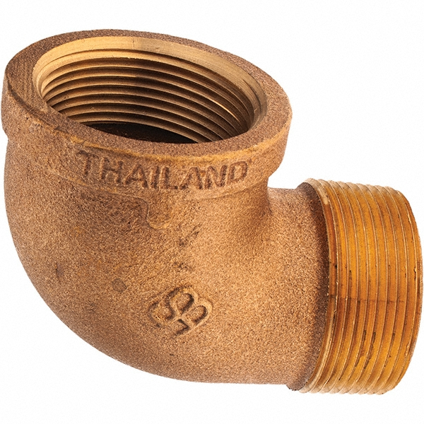 Merit Brass Brass Pipe 90 ° Street Elbow: 3/4" Fitting, Threaded, FNPT x MNPT, Class 125 - X103-12