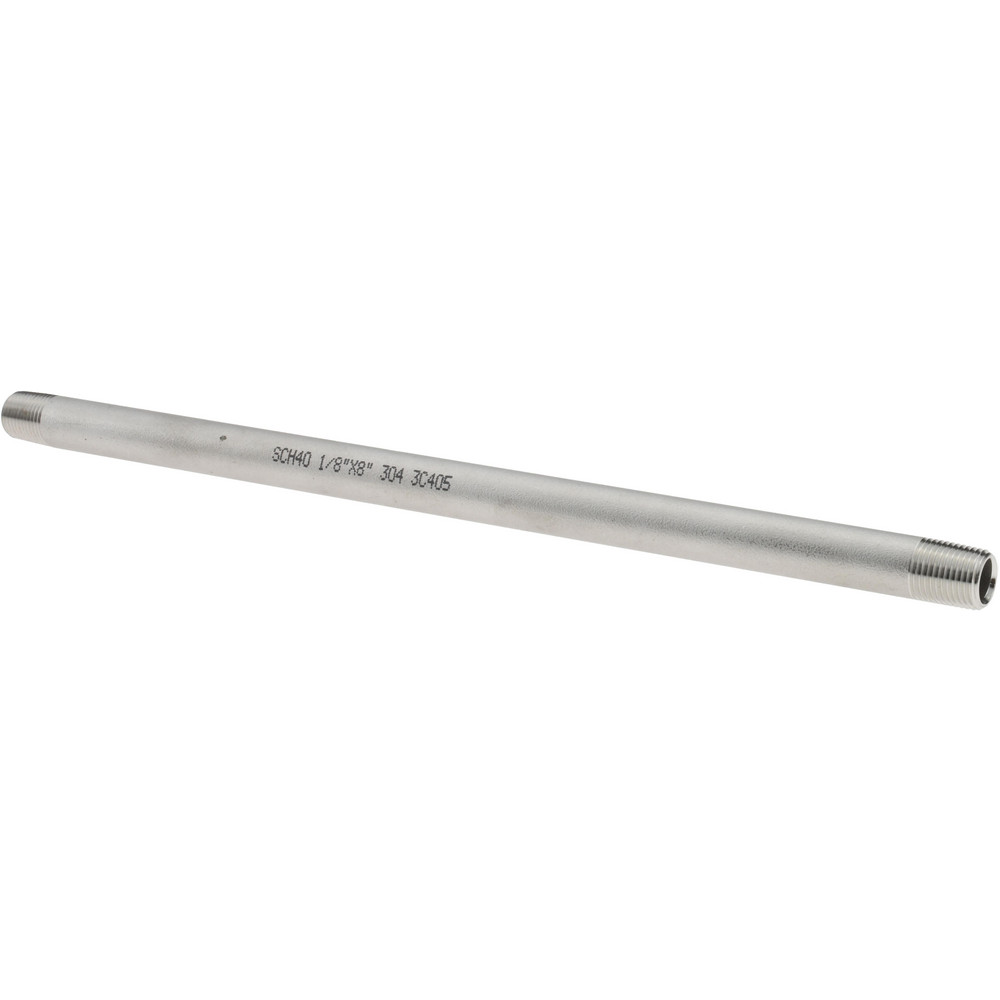 Merit Brass Stainless Steel Pipe Nipple: 1/8" Pipe, Grade 304 & 304L - 4002-800